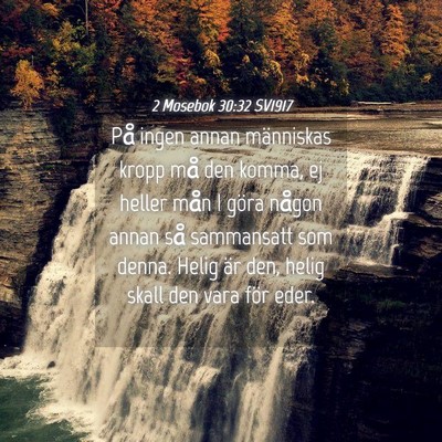 Picture 04 - 2 Mosebok 30:32 SV1917 - På ingen annan människas kropp må den komma, - Bible Verse Picture