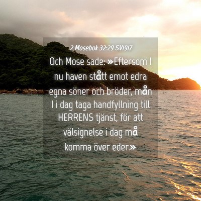 Picture 04 - 2 Mosebok 32:29 SV1917 - Och Mose sade: »Eftersom I nu haven stått emot - Bible Verse Picture