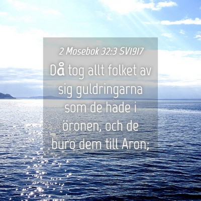 Picture 04 - 2 Mosebok 32:3 SV1917 - Då tog allt folket av sig guldringarna som de - Bible Verse Picture