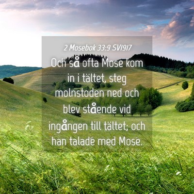 Picture 04 - 2 Mosebok 33:9 SV1917 - Och så ofta Mose kom in i tältet, steg - Bible Verse Picture