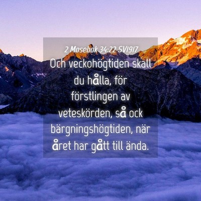Picture 04 - 2 Mosebok 34:22 SV1917 - Och veckohögtiden skall du hålla, för - Bible Verse Picture