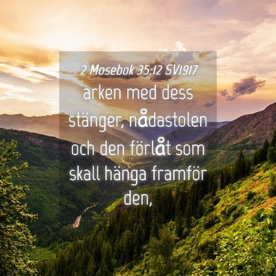 Picture 04 - 2 Mosebok 35:12 SV1917 - arken med dess stänger, nådastolen och den - Bible Verse Picture