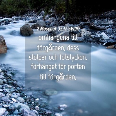 Picture 04 - 2 Mosebok 35:17 SV1917 - omhängena till förgården, dess stolpar och - Bible Verse Picture