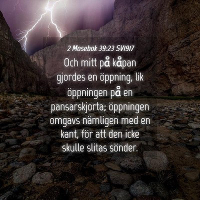 Picture 04 - 2 Mosebok 39:23 SV1917 - Och mitt på kåpan gjordes en öppning, lik - Bible Verse Picture