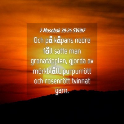 Picture 04 - 2 Mosebok 39:24 SV1917 - Och på kåpans nedre fåll satte man - Bible Verse Picture