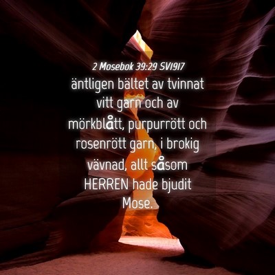 Picture 04 - 2 Mosebok 39:29 SV1917 - äntligen bältet av tvinnat vitt garn och av - Bible Verse Picture