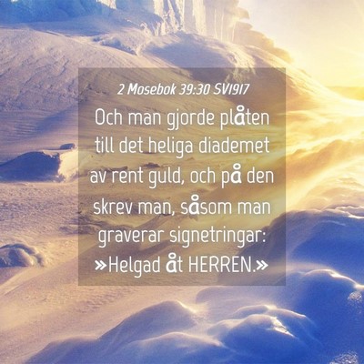 Picture 04 - 2 Mosebok 39:30 SV1917 - Och man gjorde plåten till det heliga diademet - Bible Verse Picture