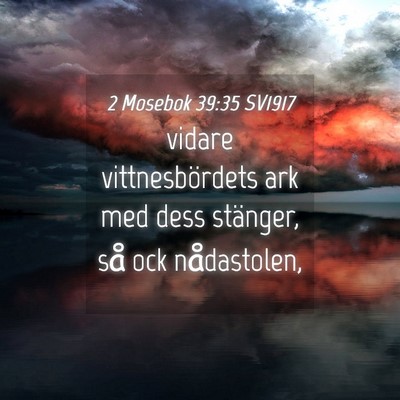 Picture 04 - 2 Mosebok 39:35 SV1917 - vidare vittnesbördets ark med dess stänger, så - Bible Verse Picture