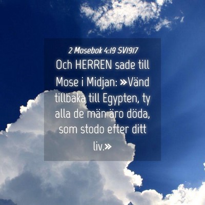 Picture 04 - 2 Mosebok 4:19 SV1917 - Och HERREN sade till Mose i Midjan: »Vänd - Bible Verse Picture