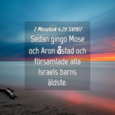 Picture 04 - 2 Mosebok 4:29 SV1917 - Sedan gingo Mose och Aron åstad och församlade - Bible Verse Picture