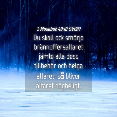 Picture 04 - 2 Mosebok 40:10 SV1917 - Du skall ock smörja brännoffersaltaret jämte - Bible Verse Picture