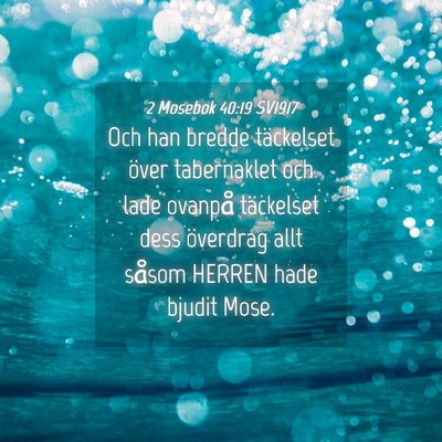 Picture 04 - 2 Mosebok 40:19 SV1917 - Och han bredde täckelset över tabernaklet och - Bible Verse Picture