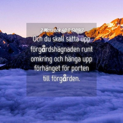 Picture 04 - 2 Mosebok 40:8 SV1917 - Och du skall sätta upp förgårdshägnaden runt - Bible Verse Picture