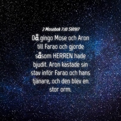 Picture 04 - 2 Mosebok 7:10 SV1917 - Då gingo Mose och Aron till Farao och gjorde - Bible Verse Picture