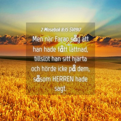 Picture 04 - 2 Mosebok 8:15 SV1917 - Men när Farao såg att han hade fått lättnad, - Bible Verse Picture