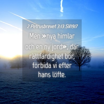 Picture 04 - 2 Petrusbrevet 3:13 SV1917 - Men »nya himlar och en ny jord», där - Bible Verse Picture