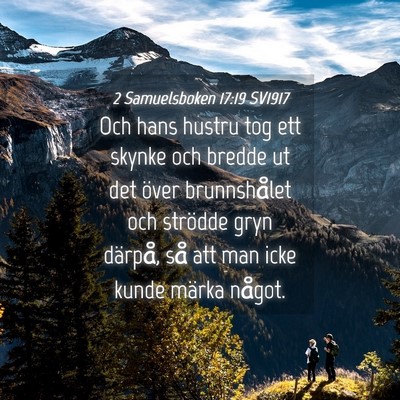 Picture 04 - 2 Samuelsboken 17:19 SV1917 - Och hans hustru tog ett skynke och bredde ut det - Bible Verse Picture