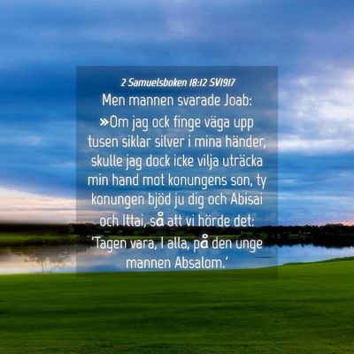Picture 04 - 2 Samuelsboken 18:12 SV1917 - Men mannen svarade Joab: »Om jag ock finge väga - Bible Verse Picture