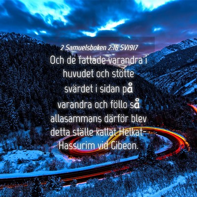 Picture 04 - 2 Samuelsboken 2:16 SV1917 - Och de fattade varandra i huvudet och stötte - Bible Verse Picture