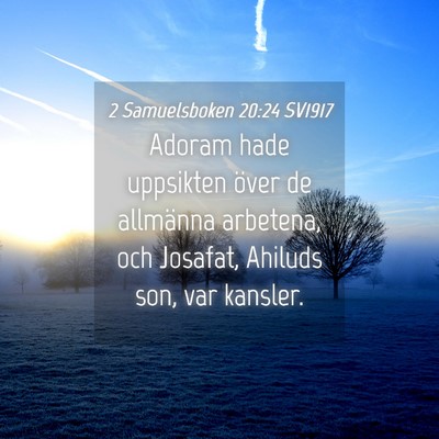 Picture 04 - 2 Samuelsboken 20:24 SV1917 - Adoram hade uppsikten över de allmänna - Bible Verse Picture