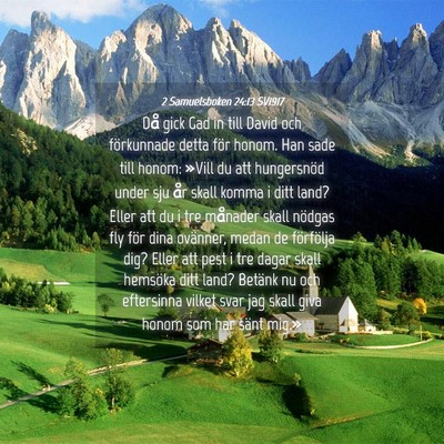 Picture 04 - 2 Samuelsboken 24:13 SV1917 - Då gick Gad in till David och förkunnade detta - Bible Verse Picture