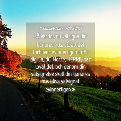 Picture 04 - 2 Samuelsboken 7:29 SV1917 - så värdes nu välsigna din tjänares hus, så - Bible Verse Picture