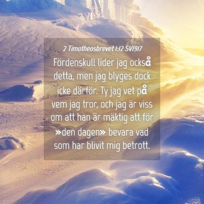 Picture 04 - 2 Timotheosbrevet 1:12 SV1917 - Fördenskull lider jag också detta, men jag - Bible Verse Picture