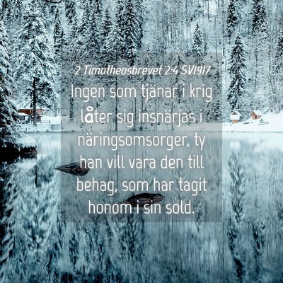 Picture 04 - 2 Timotheosbrevet 2:4 SV1917 - Ingen som tjänar i krig låter sig insnärjas i - Bible Verse Picture