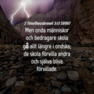 Picture 04 - 2 Timotheosbrevet 3:13 SV1917 - Men onda människor och bedragare skola gå allt - Bible Verse Picture