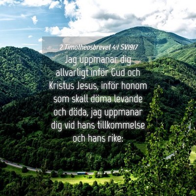 Picture 04 - 2 Timotheosbrevet 4:1 SV1917 - Jag uppmanar dig allvarligt inför Gud och - Bible Verse Picture