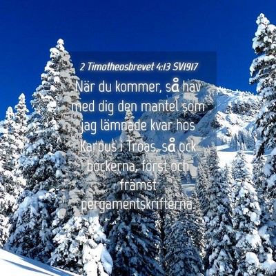 Picture 04 - 2 Timotheosbrevet 4:13 SV1917 - När du kommer, så hav med dig den mantel som - Bible Verse Picture
