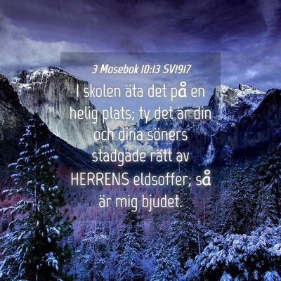 Picture 04 - 3 Mosebok 10:13 SV1917 - I skolen äta det på en helig plats; ty det är - Bible Verse Picture