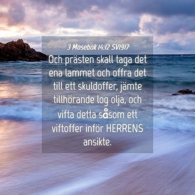 Picture 04 - 3 Mosebok 14:12 SV1917 - Och prästen skall taga det ena lammet och offra - Bible Verse Picture