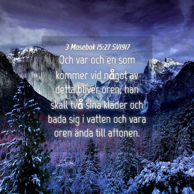 Picture 04 - 3 Mosebok 15:27 SV1917 - Och var och en som kommer vid något av detta - Bible Verse Picture
