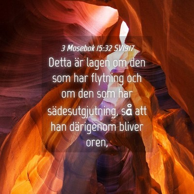 Picture 04 - 3 Mosebok 15:32 SV1917 - Detta är lagen om den som har flytning och om - Bible Verse Picture