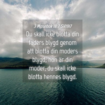 Picture 04 - 3 Mosebok 18:7 SV1917 - Du skall icke blotta din faders blygd genom att - Bible Verse Picture