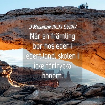 Picture 04 - 3 Mosebok 19:33 SV1917 - När en främling bor hos eder i edert land, - Bible Verse Picture