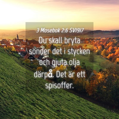 Picture 04 - 3 Mosebok 2:6 SV1917 - Du skall bryta sönder det i stycken och gjuta - Bible Verse Picture