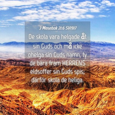 Picture 04 - 3 Mosebok 21:6 SV1917 - De skola vara helgade åt sin Guds och må icke - Bible Verse Picture