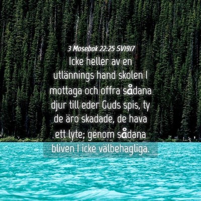 Picture 04 - 3 Mosebok 22:25 SV1917 - Icke heller av en utlännings hand skolen I - Bible Verse Picture