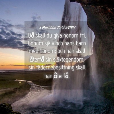 Picture 04 - 3 Mosebok 25:41 SV1917 - Då skall du giva honom fri, honom själv och - Bible Verse Picture