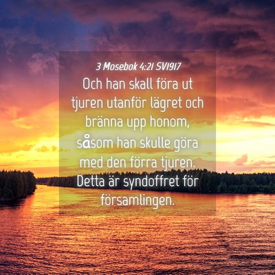Picture 04 - 3 Mosebok 4:21 SV1917 - Och han skall föra ut tjuren utanför lägret - Bible Verse Picture