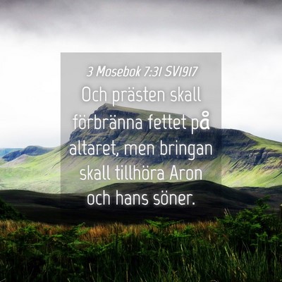 Picture 04 - 3 Mosebok 7:31 SV1917 - Och prästen skall förbränna fettet på - Bible Verse Picture