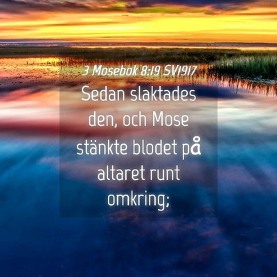 Picture 04 - 3 Mosebok 8:19 SV1917 - Sedan slaktades den, och Mose stänkte blodet på - Bible Verse Picture