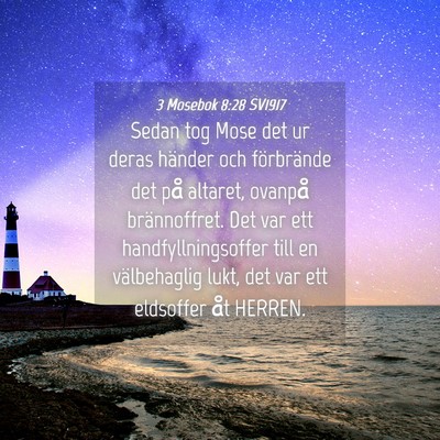 Picture 04 - 3 Mosebok 8:28 SV1917 - Sedan tog Mose det ur deras händer och - Bible Verse Picture