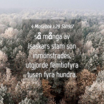 Picture 04 - 4 Mosebok 1:29 SV1917 - så många av Isaskars stam son inmönstrades, - Bible Verse Picture