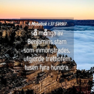 Picture 04 - 4 Mosebok 1:37 SV1917 - så många av Benjamins stam som inmönstrades, - Bible Verse Picture