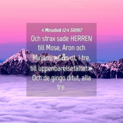 Picture 04 - 4 Mosebok 12:4 SV1917 - Och strax sade HERREN till Mose, Aron och Mirjam: - Bible Verse Picture