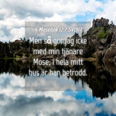 Picture 04 - 4 Mosebok 12:7 SV1917 - Men så gör jag icke med min tjänare Mose; i - Bible Verse Picture
