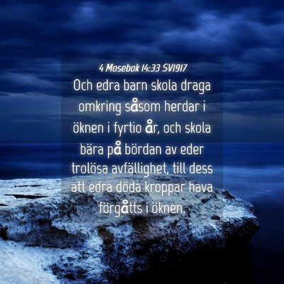 Picture 04 - 4 Mosebok 14:33 SV1917 - Och edra barn skola draga omkring såsom herdar i - Bible Verse Picture
